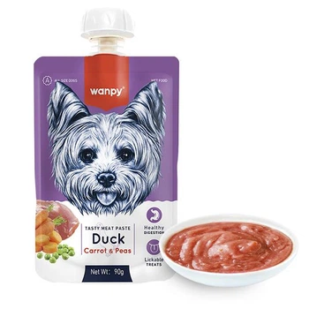 Жидкий корм для собак Wanpy Duck Carrot & Pea крем-пюре утка с морковью, 90 г (6927749870210)