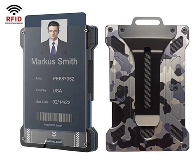 Картхолдер металлический с RFID-защитой Camo Grey