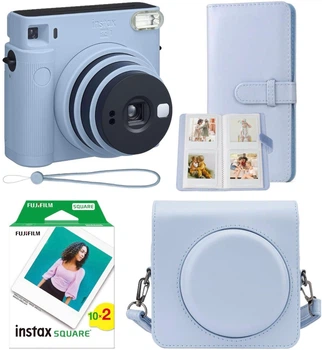 Набор Fujifilm INSTAX SQ1 EX D Blue фотокамера мгновенной печати / картриджи 20 фото / альбом (80 фото) / чехол / ремешок / фотоаппарат INSTAX Square SQ1 Голубой