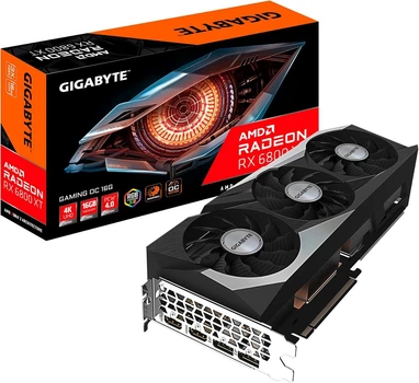 Видеокарта Gigabyte Radeon RX 6800 XT Gaming OC, 256-bit, HDMI 2.1/DP, 16GB GDDR6, RDNA 2, DirectX 12 Ultimate, WindForce 3X Cooling, OC Graphics Card (RX 6800 XT Gaming OC) - Certified Refurbished
