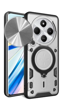 Чехол Magnetic Shield для Xiaomi Redmi 14C бампер противоударный с подставкой кольцом Silver