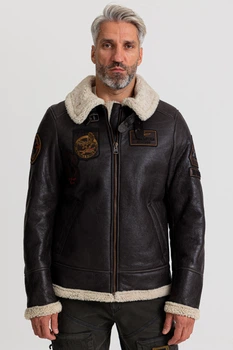 Чоловіча дублянка з патчами Aeronautica Militare 6699 54