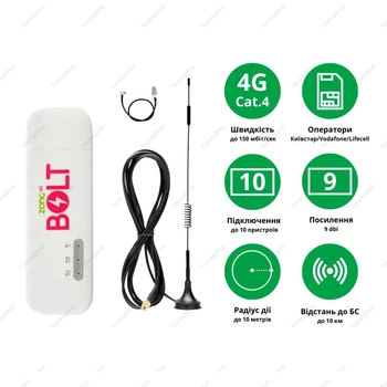 Автомобильный 4G WIFI комплект модем bolt hiLink E8372 + автомобильная усилительная 3G/4G антенна 9 Дб