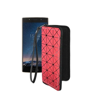 Чохол-гаманець з екошкіри для телефону Doogee BL7000 Червоний ромб