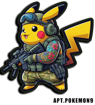 Военный шеврон Shevron.patch боевой покемон Пикачу с автоматом (POKEMON9)