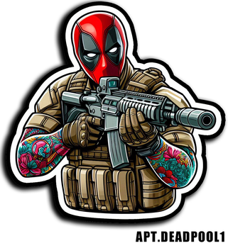 Військовий шеврон Shevron.patch Дедпул з автоматом на липучках (DEADPOOL1)