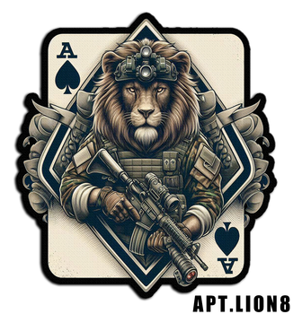 Военный шеврон Shevron.patch лев с ПНВ и автоматом в стиле игральной карты (LION8)