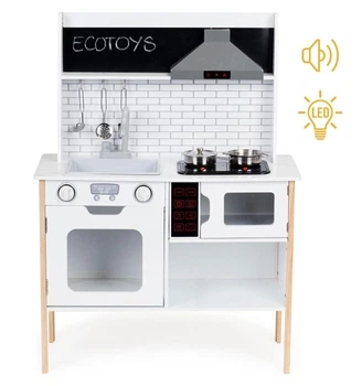 Деревянная игровая кухня Ecotoys STYLE со звуковыми и световыми эффектами