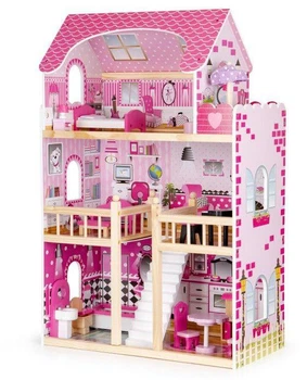 Кукольный домик Ecotoys Residence с мебелью детский деревянный кукольный домик, домик для куклы с мебелью, игрушечный кукольный домик