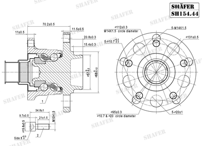 Shafer SH154.44K Ступень задняя VW Passat B5, A6, 98-05, ABS+, монт. ккт.+