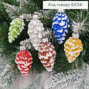 Новогодняя фигура Шишка малая Снег 6шт/уп, 7,5*3,5см, Украина