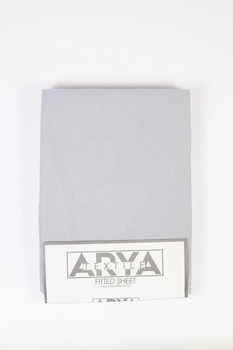 Простирадло на резинці Arya Home 180х200 см світло-сірий