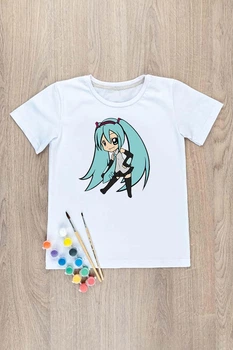 Футболка-раскраска детская для девочки Мику 110 белая (260315111-086)