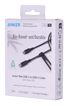 Кабель Anker 544 Bio-Nylon USB-C to USB-C 140W - 1.8 м Black (A80F6H11)