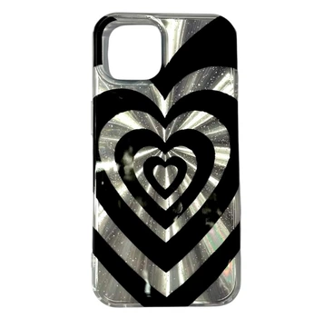 Панель Зеброве серце з блискітками для Apple Iphone 14 Pro Silver