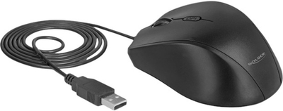 Mysz ​​Delock Egonomic optical USB-A Black (4043619125487)