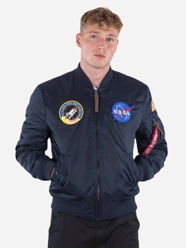 Бомбер мужской Alpha Industries MA-1 NASA Replica S Темно-синий