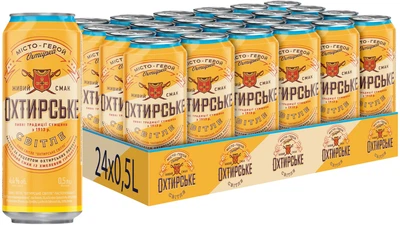 Упаковка пива Охтирське світле фільтроване 4.4% 0.5 л х 24 шт. (4820010021415)