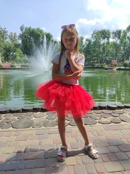 Спідниця-пачка для дівчинки з шести шарів червоного фатину зріст 140