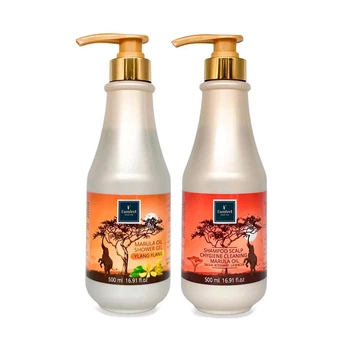 Гель для душа Famirel Marula Oil Иланг-иланг, 500 мл Фамирель Марула & Шампунь очищающий кожу головы Famirel Marula c Шалфеем, Розмарином и Лавандой, 500 мл Фамирель марула (085694, 085847)