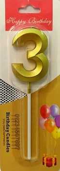 Свічка цифра 3D "3" золота, 5 см