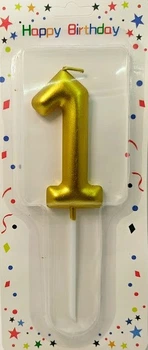 Свеча цифра объёмная "1" золото, 7 см