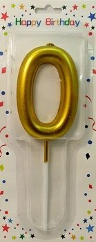 Свеча цифра объёмная "0" золото, 7 см