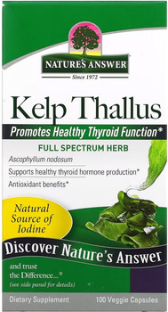 Бурые водоросли Nature's Answer Kelp Thallus 100 вегетарианских капсул (083000162909)