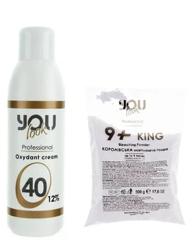 Набор для окрашивания волос You Look Professional Пудра King 9 тонов + окислитель 12% 40 Vol. 1000мл