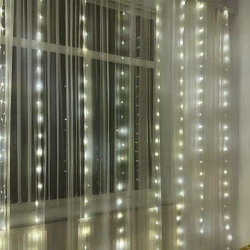 Светодиодная гирлянда штора-занавес Дождь 3x3 м 240 LED теплый белый