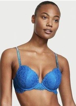 Бюстгальтер Victorias Secret Shine Strap Lace Ombre Push-Up Bra 36B Блакитний (26424513)