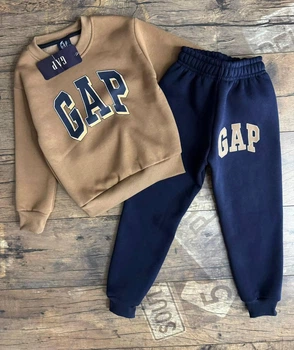 Костюм Gap на мальчика флисовый 98-104 см коричневый с синим