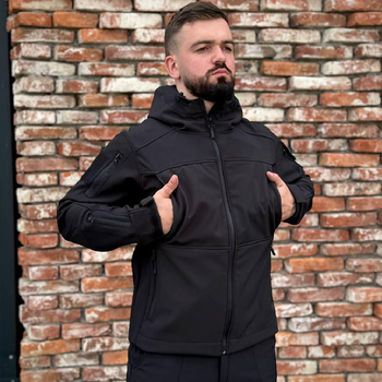 Тактический костюм Police Softshell Куртка на флисе и Брюки черный размер 5XL