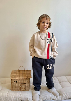 Детский флисовый костюм Gap на мальчика 104-110 см бежевый с графитовым