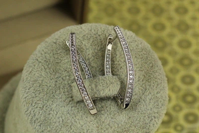 Серьги Xuping Jewelry овальные скобки 3 см серебристые