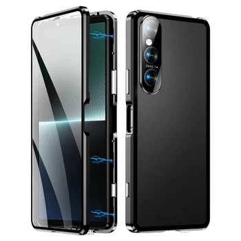 Магнитный чехол Metal Glass 360 для Sony Xperia 1 VI с защитой экрана black