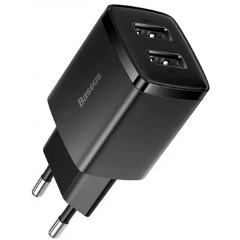 Зарядний пристрій Baseus Compact Charger 2USB 2.1A 10.5W, чорний