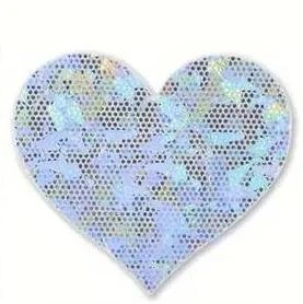 Наклейки на соски та груди з блиском Nipple cover сердечка PS-89 Сріблясті