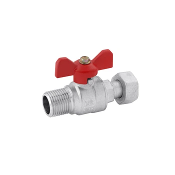 Кран кульовий прямий Karro Standart 1/2" ВН, латунний, PN30, ручка-метелик, нікельований, з накидною гайкою