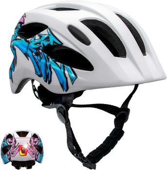 Kask dla dzieci Crazy Safety Grafitti 54-58 cm Biały (0727040593605)