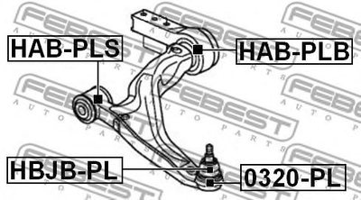 Сайлентблок важеля HONDA PILOT, ACURA MDX 06 перед. міст низ Вир-во FEBEST Febest (HABPLB)