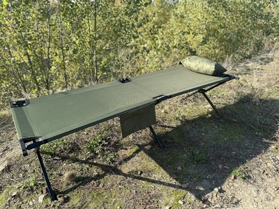 Увеличенная раскладушка и Подушка Nest армейская НАТО XL 206Х72 Олива/Хаки до 260 кг