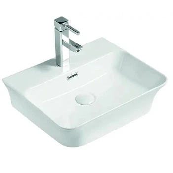 Умывальник накладной керамический с переливом 485x410x125mm Раковина в ванную прямоугольная Mixxus Premium Bevel-0201 (MP6480)