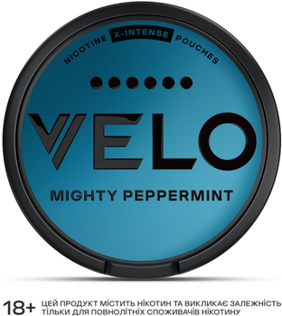 Безтютюнові нікотинові подушечки VELO Mighty Peppermint Екстра-Інтенсивний (4820270363102)