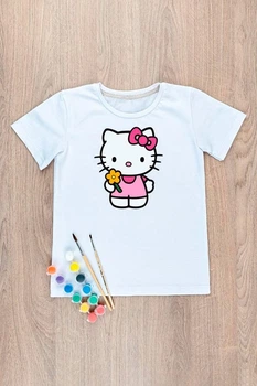 Футболка-раскраска детская для девочки HELLO KITTY 134 белая (260315111-022)