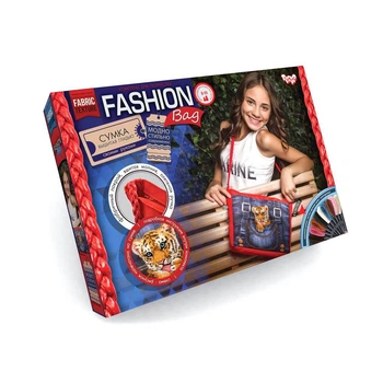Вышивка принта на сумке гладью Danko Toys Fashion Bag Тигр в кармашке FBG-01-03