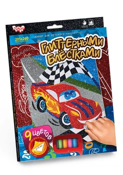 Раскраска глиттером по номерам Danko Toys Тачки РГН-02-02