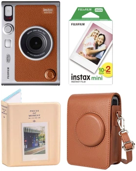 Набор Fujifilm INSTAX MINI EVO Hybrid Brown фотокамера мгновенной печати / картриджи 20 фото / чехол коричневый / фотоальбом бежевий