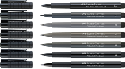 Zestaw linerów Faber-Castell Grey & Black 8 szt (4005401671718)