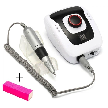 Фрезер для манікюру та педикюру Nail Drill Set DM-206 45 Вт 35000 об/хв Білий (апарат для манікюру та педикюру) + Баф для шліфування нігтів чотиристоронній
